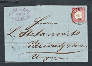 Germany 1874 Folded Letter Sheet.  Lahr Cancel Socked On The Nose.  802x