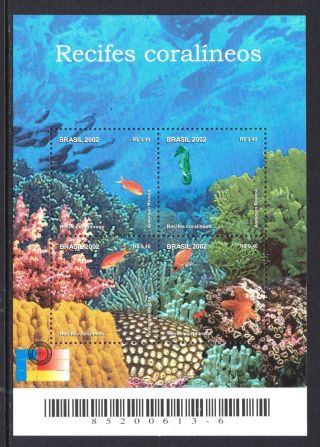 Brazil 2002 Coral Reefs - Fish - Marine Life - Mnh Sheet - Cat £2.  75 - (103)