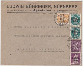 Germany Dr 1922 (14.  2. ) Commerc.  Cover Franking NÜrnberg To Leipzig