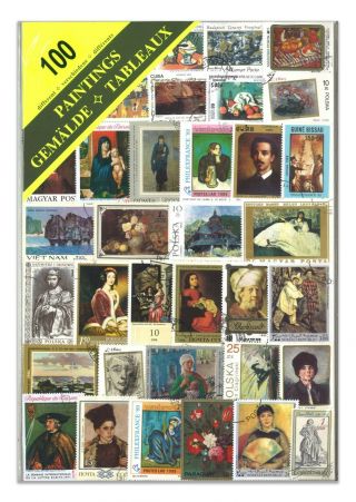 100 Different Paintings Stamps Thematic Window Display Packet
