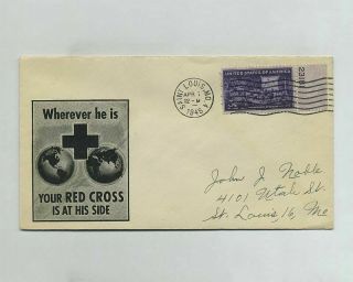 1945 Wwii Ww2 Us Patriotic Propaganda Cover Envelope Red Cross Globe Earth W7429