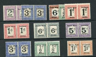 South West Africa 1923 - 26 Postage Due Values Mm Cat £122 - See Desc For Details