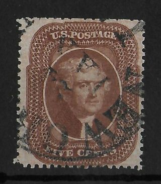 United States 1857 - 1861 5c Jefferson Reddish Brown Unchecked For Type