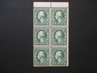1917 1c Green Booklet Pane Of 6 S 498e Mnh Og Vf