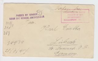 Ww2 Baavianspoort Internement Camp South Africa Censor Cover To Germany