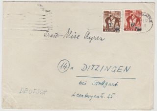 Germany Saar 1947 (24.  11. ) Cover Franking SaarbrÜcken To Ditzingen (stuttgart)