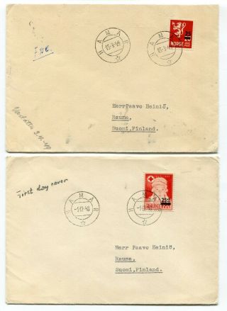 Norway 1948 / 1949 Overprints - Fdc Covers - Sent To Finland -