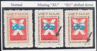 Vietnam,  Sc.  1165,  Wtuc - Havana 50xu,  2 Copies With " Xu " Error Stamps.  Ngai.