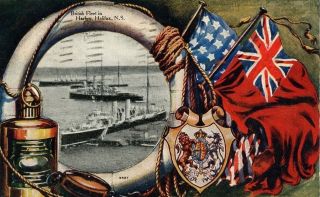 British Fleet In Halifax Harbour 1907 Edward Patriotic Picture Post Card Canada