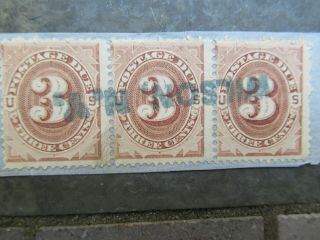 Antique Us Postage Stamp; (3) Three Cent Postage Due; Wilson Ny