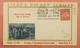 1929 654 Edison Light Golden Jubilee Cachet