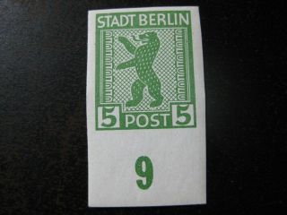 Berlin Soviet Occupation Zone Mi.  1a U Scarce Imperf Stamp Cv $120.  00