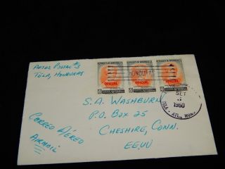 Vintage Postal Cover,  Honduras,  Multi - Franked 1960 Airmail To Cheshire,  Ct,  Offical