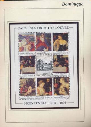 Xb71517 Dominica 1993 Titian Art Paintings Good Sheet Mnh