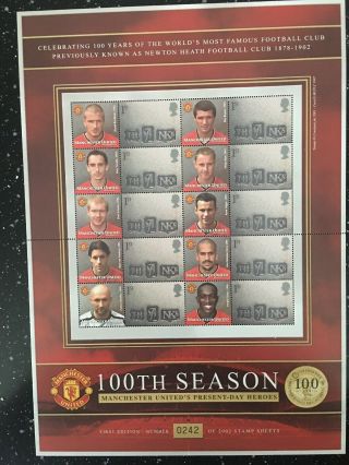 Hard To Find Manchester United Hall Of Fame Sheet.  Limited To 2002 Sheets.