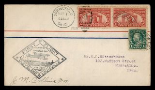 Dr Who 1929 Springfield Oh First Flight Air Mail C128107