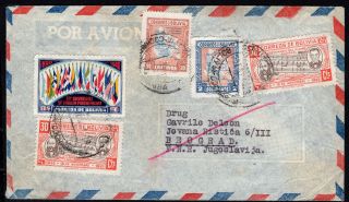 Bolivia 1948 Airmail Cover W/stamps From Cochabamba To Yugoslavia (6.  Ii.  48)