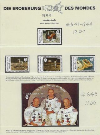 D9402 Mnh 1989 Souvenir Sheet & Comp.  Set Of 4 Space Apollo 11 & Crew Scv$23.  00