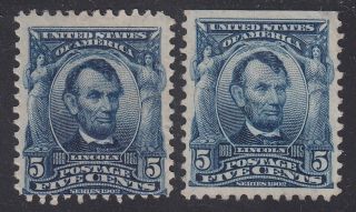 Tdstamps: Us Stamps Scott 304 (2) 5c Lincoln H Og Gum Dist