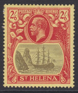 St Helena Gv 1922 2/6 Grey & Red On Yellow Chalk Surface Sg94