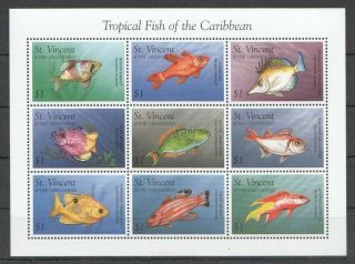 Z1040 St.  Vincent Marine Life Tropical Fish Of The Caribbean 1kb Mnh Stamps