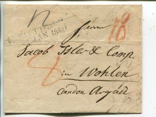 Germany Stampless Letter From Stuttgart To Wohlen,  Switzerland 1830