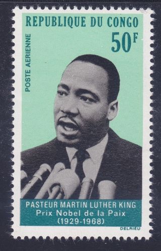 Congo (pr) C70 Mnh 1968 Martin Luther King Jr.  Airmail Issue Very Fine