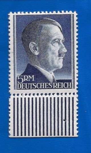 Nazi Germany Third Reich Hitler Head High Value 5 Mark Postage Stamp Mnh