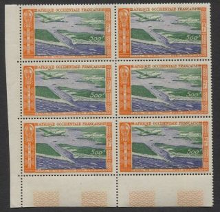French West Africa 1951 Vridi Canal Airmail Sc C16 Mnh Margin Block Of 6 $195