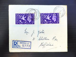 Gb 1946 Victory 3d On Registered Cover With " Seven Berries " Variety Sg492a Nb402
