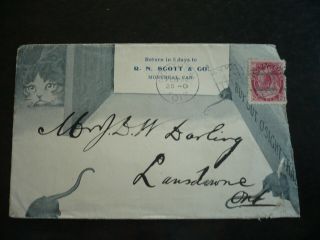 Postal History - Canada - Scott 77 On Advertising Cover To Lansdowne,  Ont