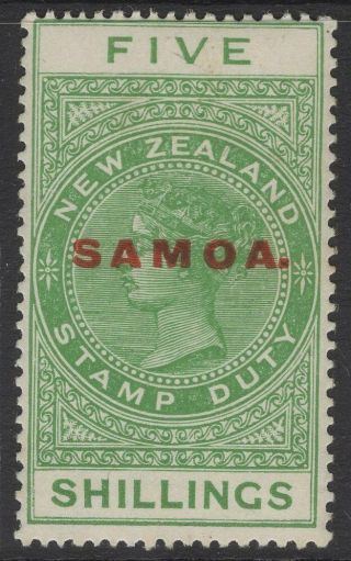 Samoa Sg166b 1926 5/= Yellow - Green Mtd
