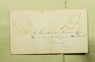 Dr Who 1844 Cabotville Ma Stampless F/l To Boston Ma E54992