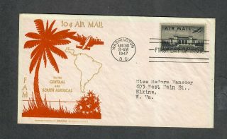 Us Fdc Sc C34 Aug 30 1947 Washington Dc,  To The Central And South Americas