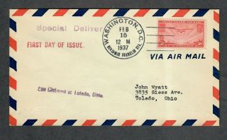 Us Fdc Sc C21 Feb 15 1937 Washington Dc Special Delivery