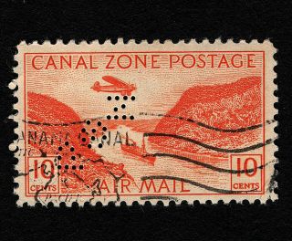 Opc 1931 Canal Zone 10c Airmail Sc C9 Pacific Steam Navigation Co.  Perfin " Psn "