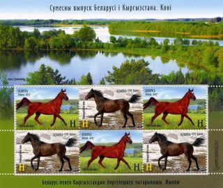 Belarus,  Horses,  Joint Kyrgyzstan,  2017,  Sheetlet