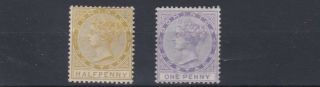 Dominica 1883 - 86 S G 13,  14 1/2 & 1d Values Mh Cat £67