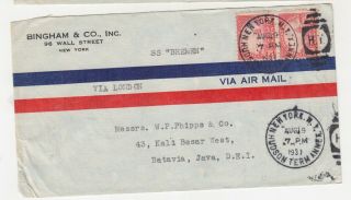 United States,  1937 Klm Airmail Cover Via London To Netherlands East Indies.
