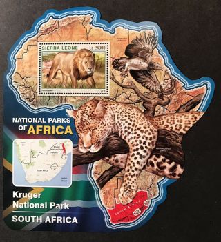 Sierra Leone Wild Animals Map Shaped Stamps S/s 2016 Mnh Kruger National Park