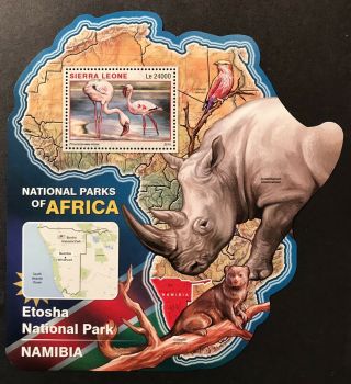Sierra Leone Wild Animals Map Shaped Stamp S/s 2016 Mnh Etosha Nat Park Wildlife
