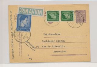 Lk51979 Romania 1947 To Brussels Air Mail Cover