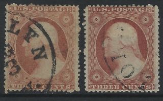 Us Stamps - Sc 26 X2 - With Town Cancels  (k - 486)