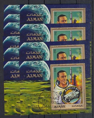 10x Ajman Space Apollo 13 Heroic Return To Earth Cto [pl46/2]