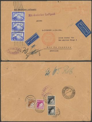 Austria 1935 - Air Mail Cover Hamburg To Rio Brazil 30512/14