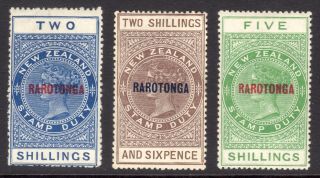 Cook Islands 1921 - 23 Nz Rarotonga Opts On 2s,  2s6d,  5s M,  Sg 76 - 78 Cat £75