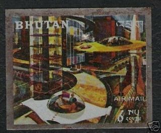 Bhutan 6 Nu 1969 Space Craft Steel Stamp 001 Uss Steel Foil Item Asia