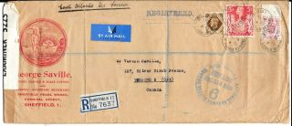 Gb 1940 Regd Sheffield Over 6/6/ Rate To Canada