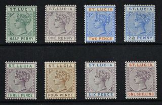 St.  Lucia,  Qv,  1891 / 98,  Short Set Of 8 Stamps To 1s.  Value,  Lmm / Mm,  Cat £110