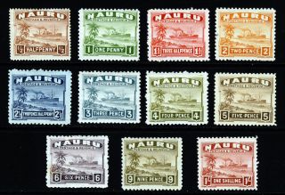 Nauru 1937 - 48 Shiny Paper Part Set To One Shilling Sg 26b To Sg 36b